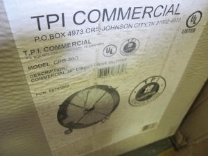 TPI COMMERCIAL FAN BLOWER CPB-30D, 30". LOADING & HANDLING FEE $15-4059